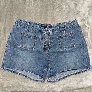 Vintage Venezia Lace-Up Denim Jean Shorts Y2K Style Size 18